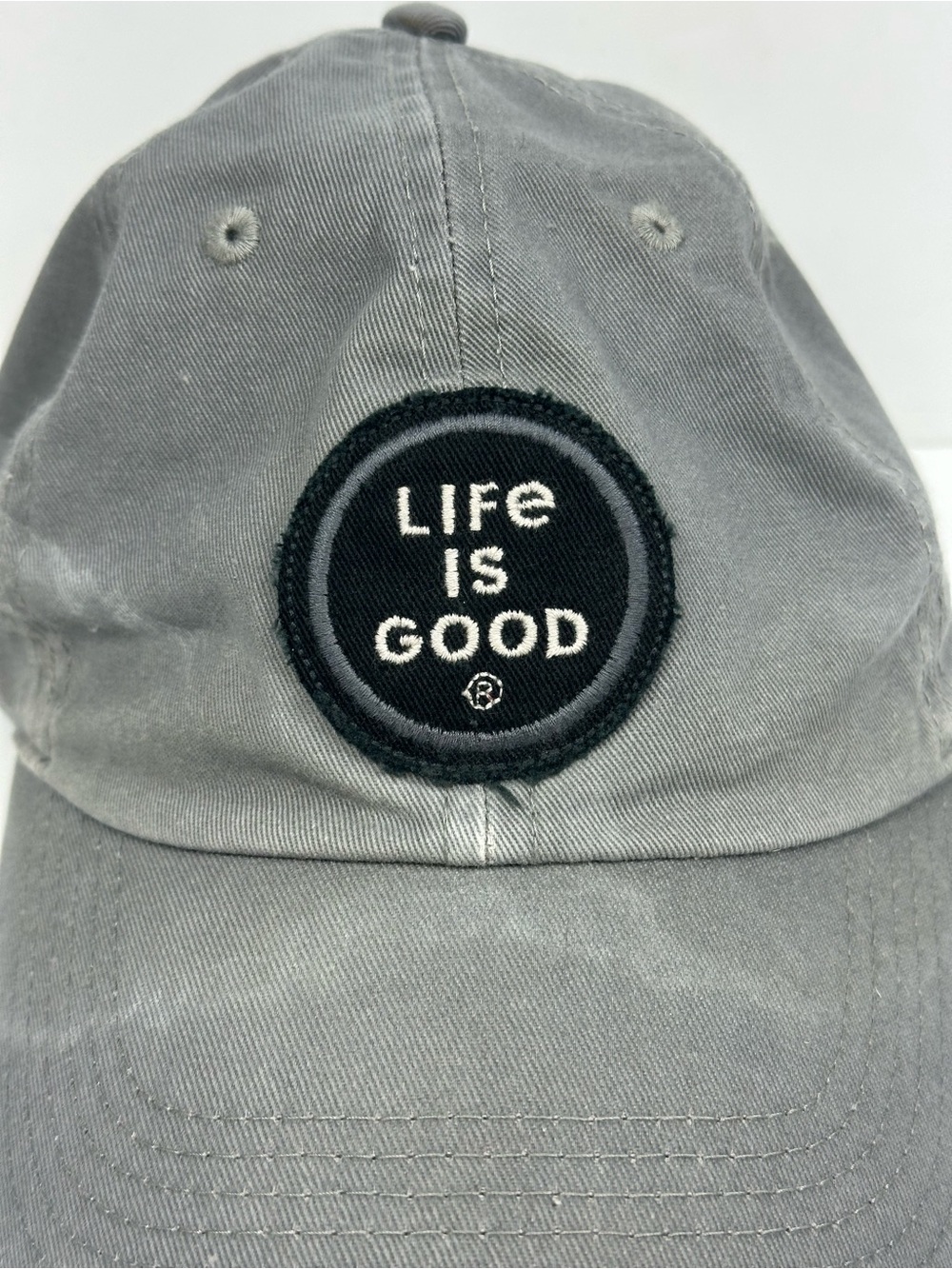 Life Is Good Gray Cotton Circle Logo Cap - Picture 3 of 10